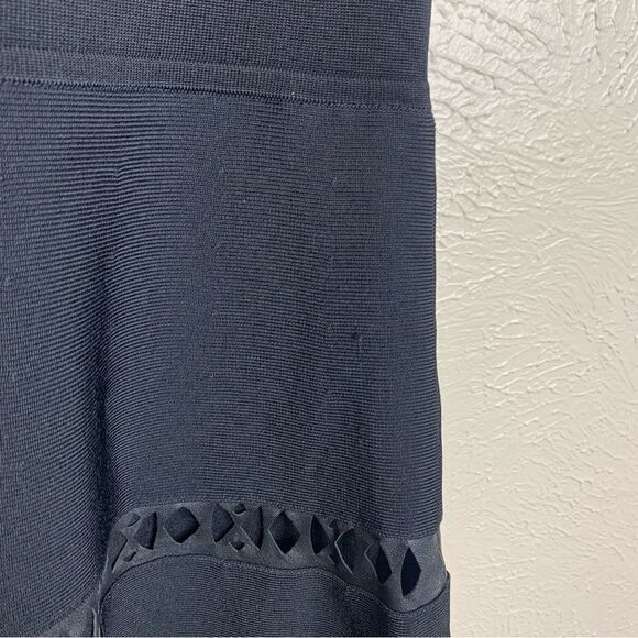 Parker serene leather fringe trim sleeveless fit flare skater dress black - Picture 4 of 9